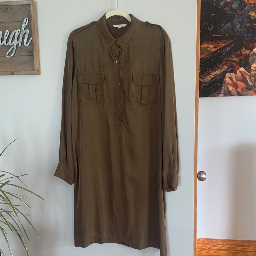 Utility Style Shirt Dress in khaki green, Sz 12